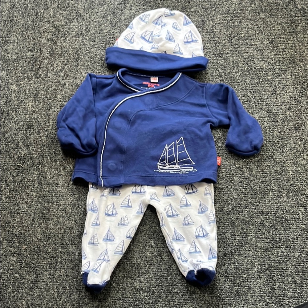 Magnetic me three piece set nautical theme great condition 100% cotton